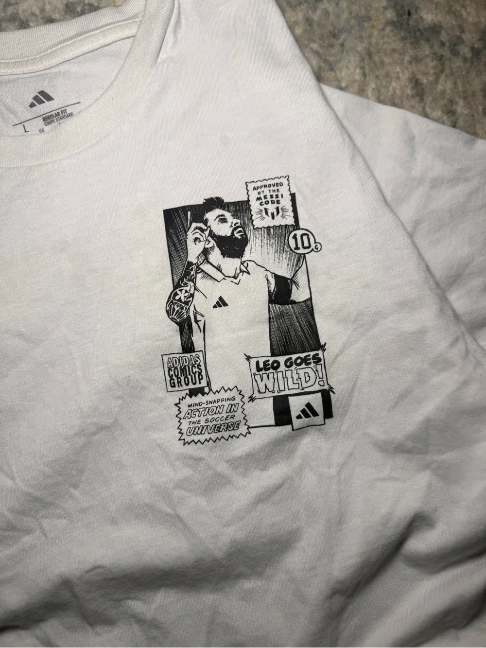Adidas Lionel Messi Comics Group Graphic T-Shirt Men’s Large White